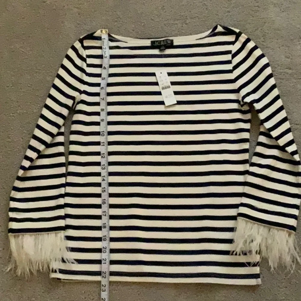 J.Crew Stripes Top With Feather Accents XXS NWT - Picture 5 of 6
